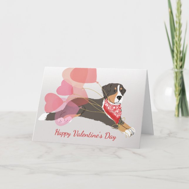 Valentine Card from Bernese Mountain Dog  Balloons (Front)