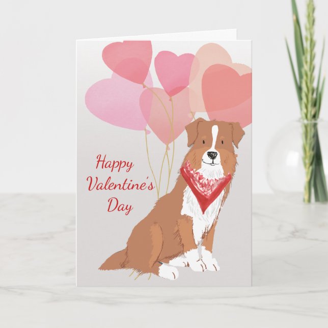 Valentine Card From Brown Australian Shepherd Dog (Front)