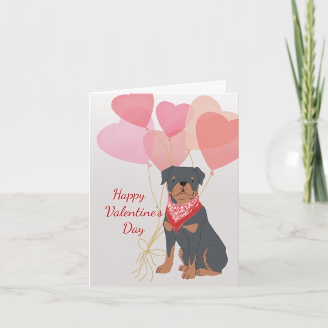 Valentine Card from your Rottweiler Heart Balloons (Front)