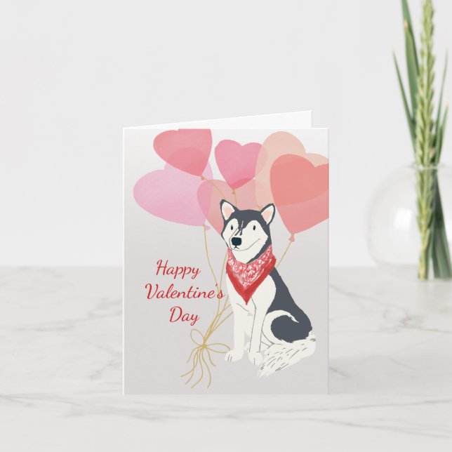 Valentine Card from your Siberian Husky  Balloons (Front)