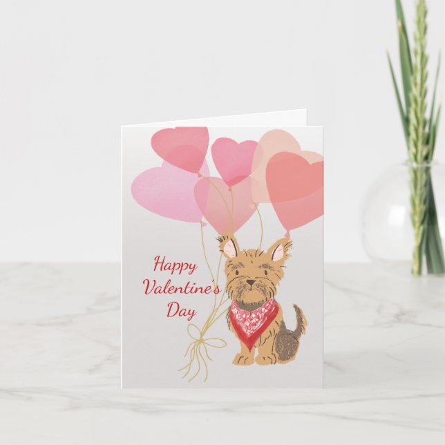 Valentine Card from your Yorkie and Red  Balloons (Front)