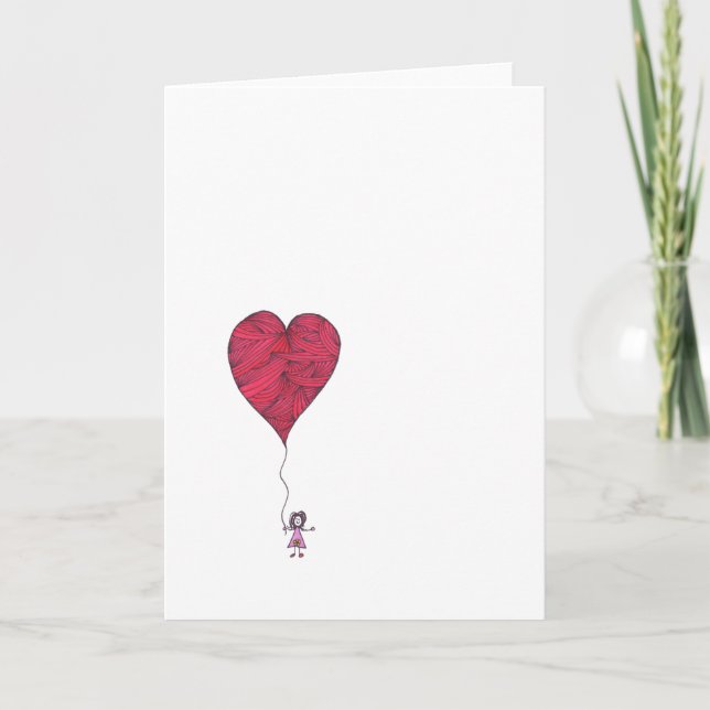 Valentine Card - no words - heart balloon (Front)