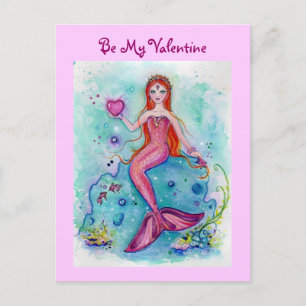 Valentine card pink mermaid valentines By Renee