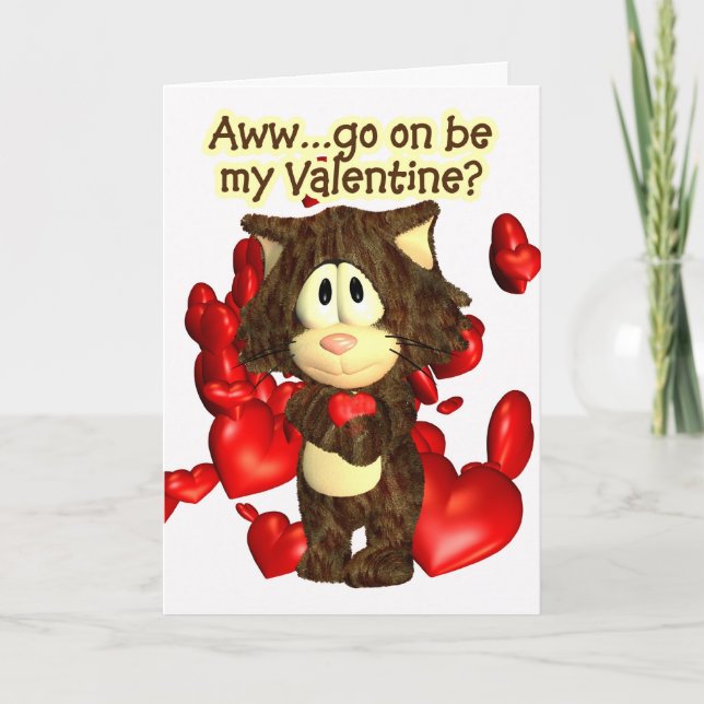 Valentine Card With Oh So Cute Cat (Front)