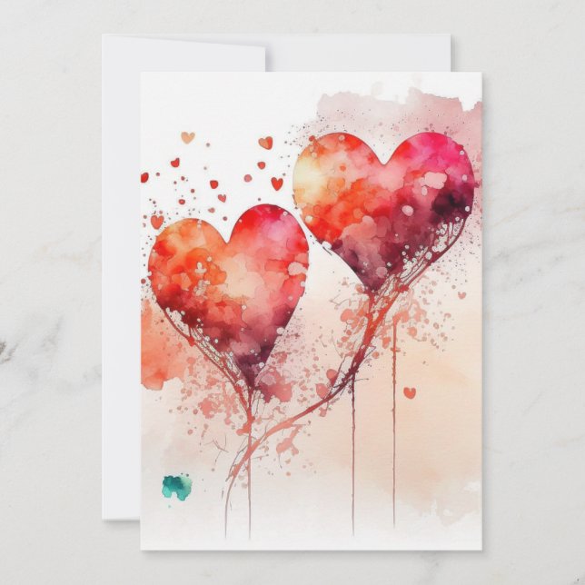 Valentine Card With Two Red Hearts (Front)