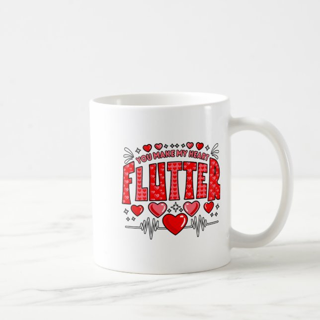 Valentine Cardiac Nurse You Make My Heart Flutter  Coffee Mug (Right)
