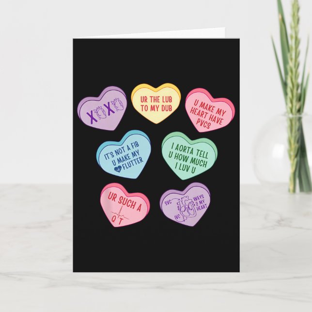 Valentine Cardiologist Hearts Candy Ekg Tech Telem Card (Front)