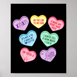 Valentine Cardiologist Hearts Candy Ekg Tech Telem Poster
