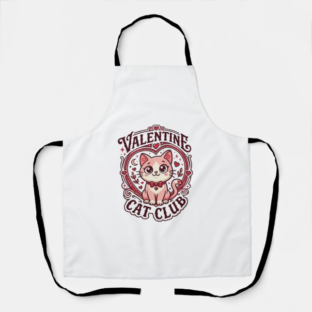 Valentine Cat Funny Cat Lover Design - Valentine C Apron (Front)