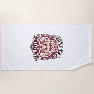 Valentine Cat Funny Cat Lover Design - Valentine C Beach Towel