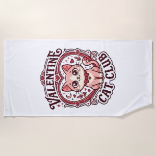 Valentine Cat Funny Cat Lover Design - Valentine C Beach Towel