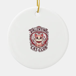Valentine Cat Funny Cat Lover Design - Valentine C Ceramic Tree Decoration