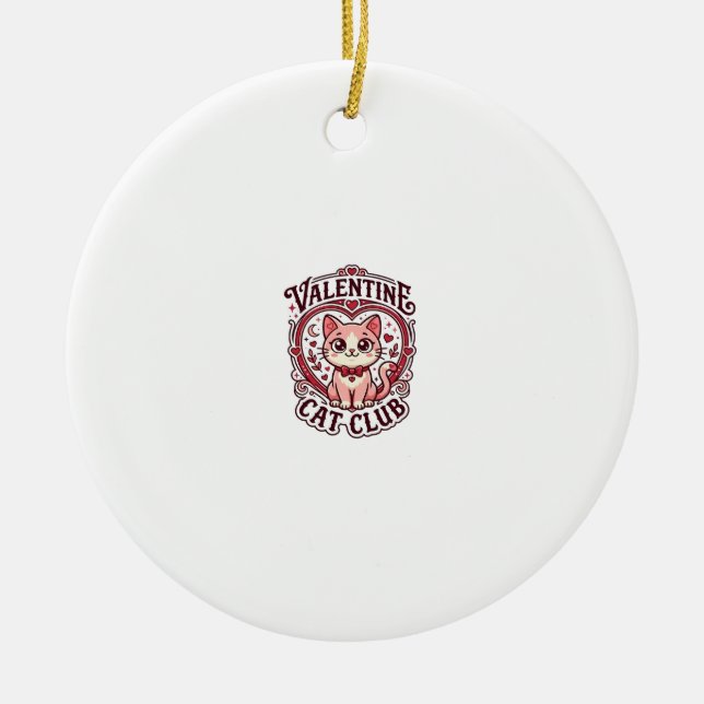 Valentine Cat Funny Cat Lover Design - Valentine C Ceramic Tree Decoration (Front)