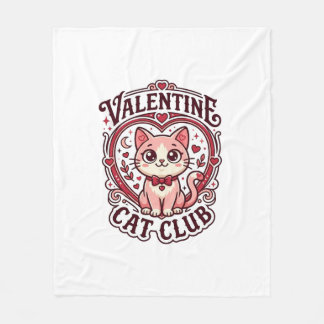 Valentine Cat Funny Cat Lover Design - Valentine C Fleece Blanket
