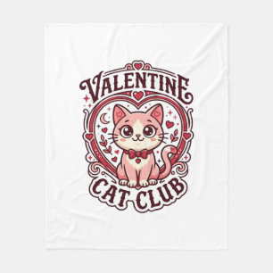 Valentine Cat Funny Cat Lover Design - Valentine C Fleece Blanket