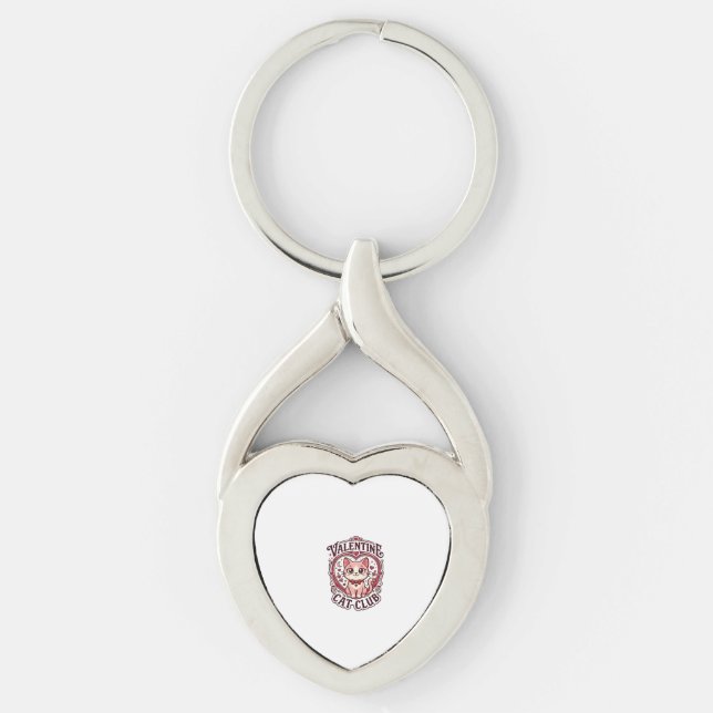 Valentine Cat Funny Cat Lover Design - Valentine C Key Ring (Front)