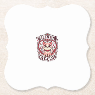 Valentine Cat Funny Cat Lover Design - Valentine C Paper Coaster