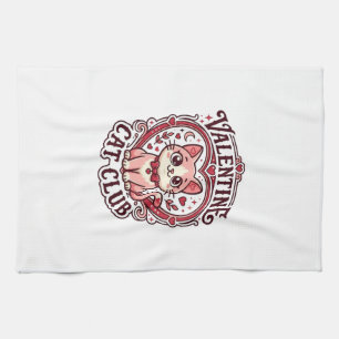 Valentine Cat Funny Cat Lover Design - Valentine C Tea Towel