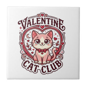 Valentine Cat Funny Cat Lover Design - Valentine C Tile