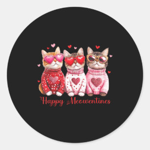 Valentine Cat Happy Meowentines Heart Valentines C Classic Round Sticker