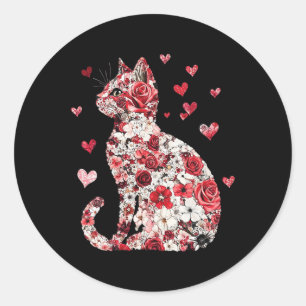 Valentine Cat Heart - Happy Meowentine's  Classic Round Sticker