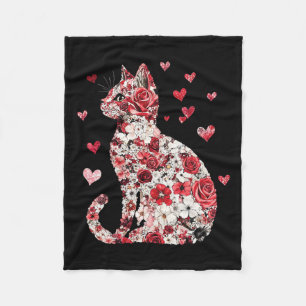 Valentine Cat Heart - Happy Meowentine's Fleece Blanket