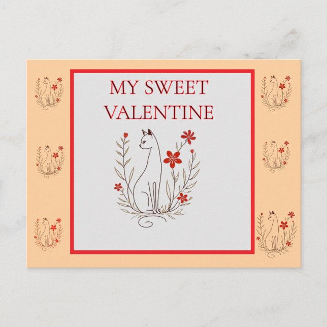 Valentine Cat Post Card (Front)
