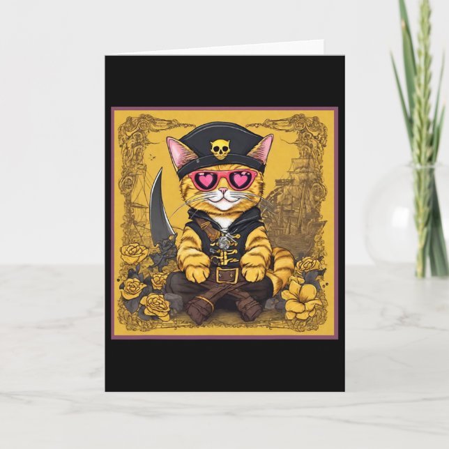 Valentine Cat Shirt Tab  Card (Front)