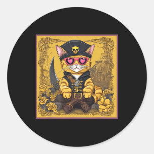 Valentine Cat Shirt Tab Classic Round Sticker