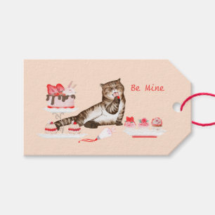 Valentine Cat with Sweets and Bakery Pink & Red Gift Tags