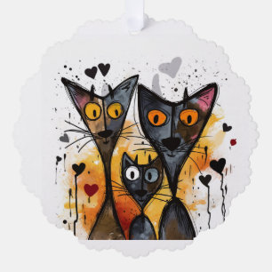 Valentine Cats and Hearts Ornament