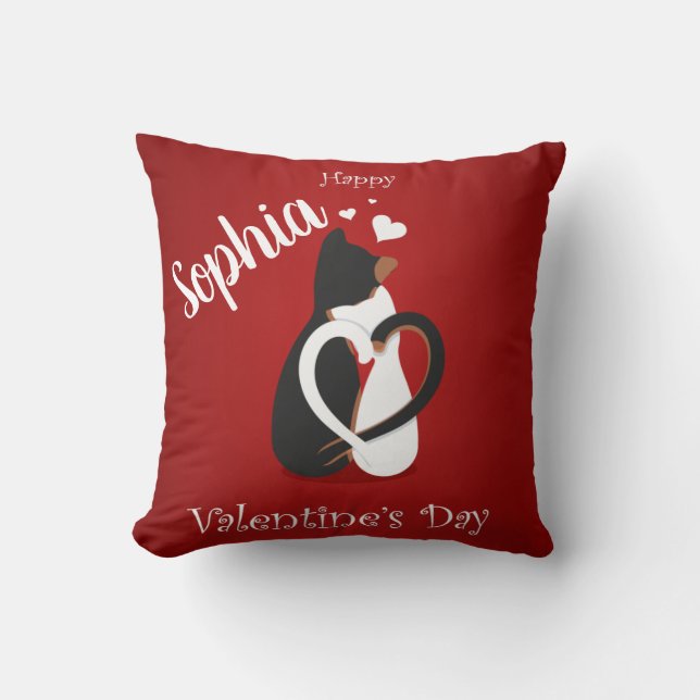 Valentine Cats in Love Custom Cushion (Front)