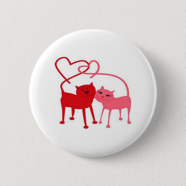 Valentine Cats Round Button (Front)