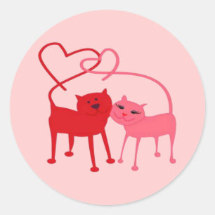 Valentine Cats Round Sticker
