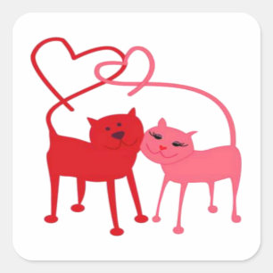 Valentine Cats Square Sticker