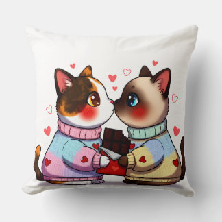 Valentine Cats with Chocolate Cushion