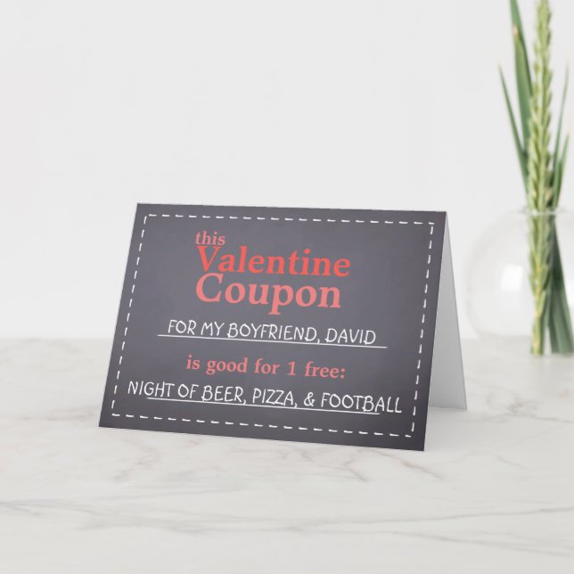 Valentine Chalkboard Coupon Holiday Card (Front)