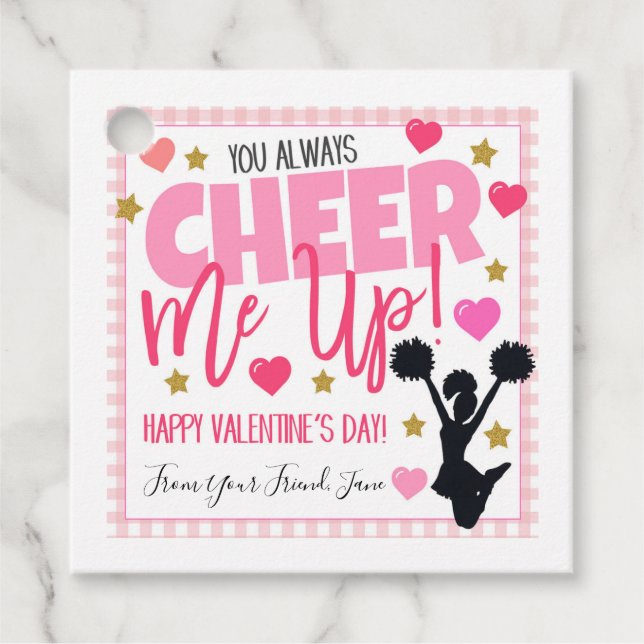 Valentine Cheerleader Gift Tags (Front)