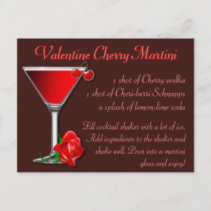 Valentine Cherry Martini Postcard