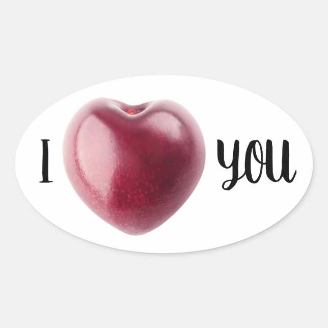 Valentine Cherry Oval Sticker (Front)