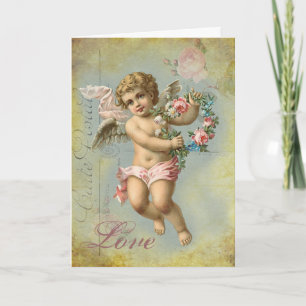 Valentine Cherub (blue) Holiday Card