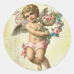 Valentine Cherub Classic Round Sticker