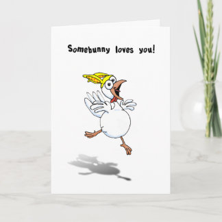 Valentine Chicken with Bunny Hat! Holiday Card