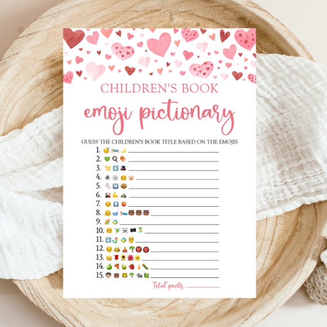 Valentine Children's Book Emoji Pictionary Game Invitation (Valentine Children's Book Emoji Pictionary Game Invitation)