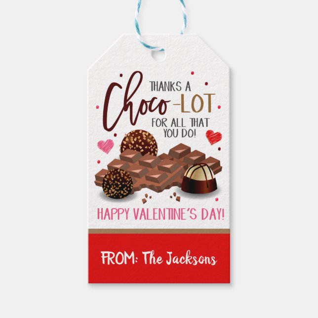 Valentine Chocolate Candy Gift Tag (Front)
