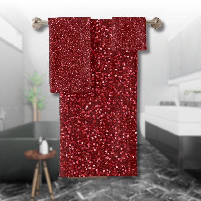 Valentine Classic Trendy Red Glitter Bath Towel Set (Creator Uploaded)