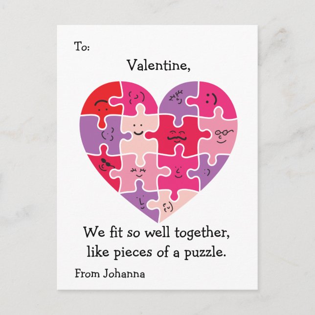 Valentine Classroom Cards Autism Heart (Front)