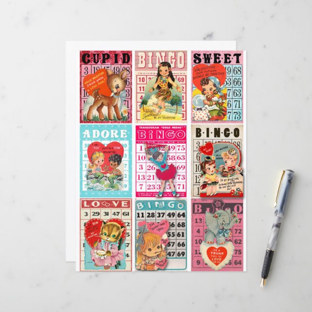 Valentine Clipart Collage Sheet - Pocket Cards  (Front/Back In Situ)