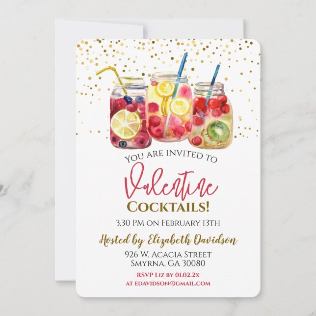 Valentine Cocktail Drinks Party  Invitation (Front)