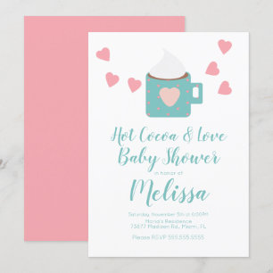 Valentine Cocoa Campfire Mug Baby Shower Teal Invitation